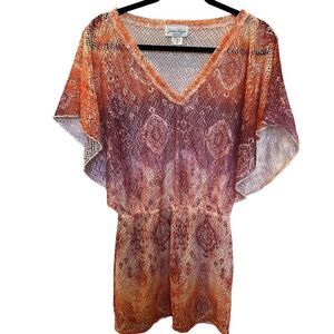 Jordan Taylor Women's Swim Cover-up Orange/Lavender/Pink size Small